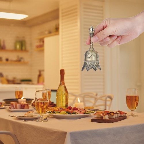 Homelavie Super Loud Brass Hand Call Bell for Ringing at Wedding, Lotus Hand Bells for Seniors Bedside, Teacher Classroom Bell Dinner Bell Tibetan Bells Meditation Bell, Gift for Bedridden Mom(Bronze)