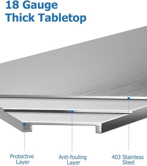 KYBOLT Stainless Steel Work Table - NSF Certified Heavy-Duty Kitchen Prep Table with Undershelf & Caster Wheels | 30" x 18" Silver