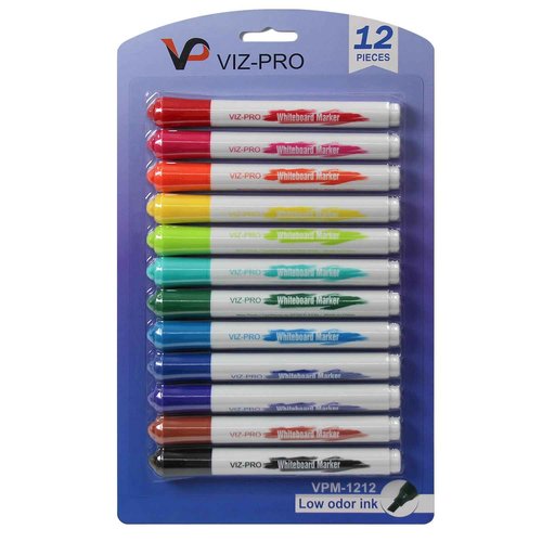 VIZ-PRO Large Dry Erase White Board/Magnetic Foldable Whiteboard, 60 X 36 Inches, Silver Aluminium Frame, with 12 Colored Whiteboard Pens