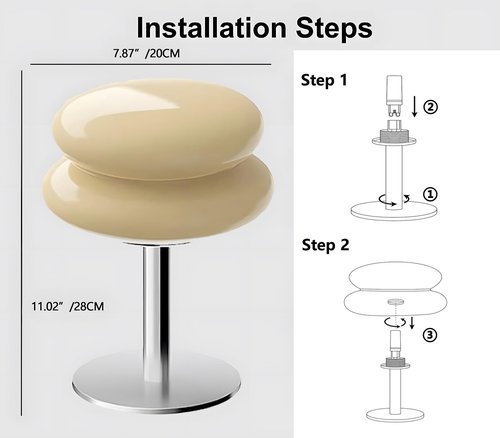Glivpny Mushroom Lamp for Bedroom,Mid Century Modern Lamp for Nightstand, Dimmable Retro Egg Tart Bedside Small Lamps,Unique Home Mushroom Decor Aesthetic Cute Table Lamps for Living Room (Orange)