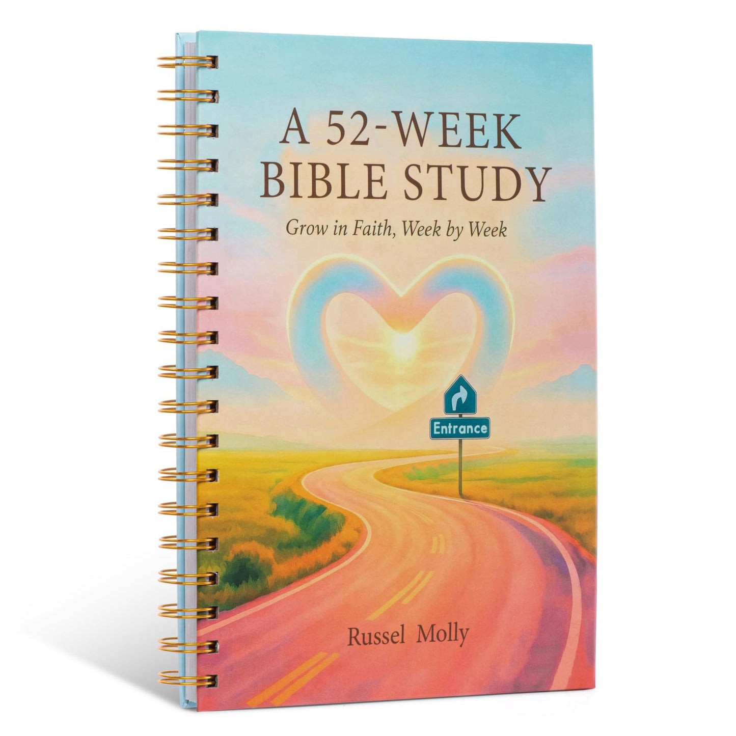 Russel Molly: A Journey Through Scripture — A 52-Week Bible Study & Daily Reading Plan, Spiritual Companion & Journal for Women & Teens, Christian Gifts and Bible Study Supplies, Hardcover Spiral-Bound Book(6.9" x 9.8")