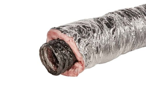 GAF Master Flow 6" X 25" Insulated Flexible Duct with R8 Insulation and Thermal Efficiency| Meets The UL181 Standard, The Duct ensures high Safety & Quality Standards, with a Heavy Duty Silver Jacket