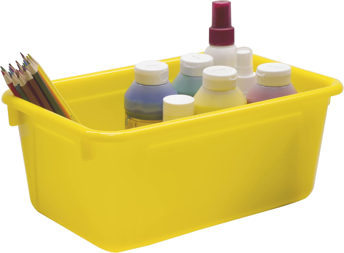 Storex Small Cubby Bins - Pack of 5, 12.2 x 7.8 x 5.1 Inches, Bright Yellow Storage Solution