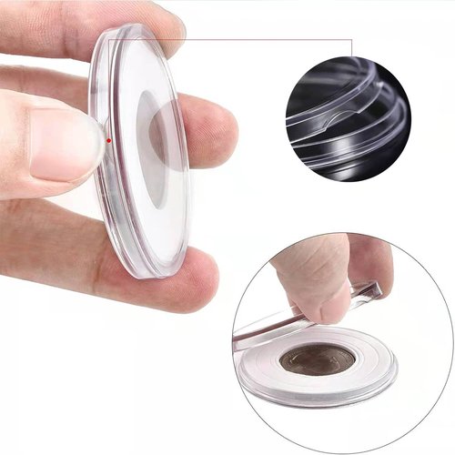 20-46 mm Wooden Coin Holder, 120 Pcs Highly Transparent Coin Capsules with Foam Gasket, Coins Collector Case Holder, Professional Coin Storage Case Box for Coin Collection (Wood Color)