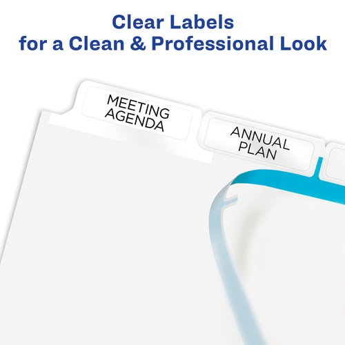Avery 5 Big Tab Dividers for 3 Ring Binder, Easy Print & Apply Clear Label Strip, Index Maker Customizable White Tabs, 1 Set (11490) (Pack of 6)