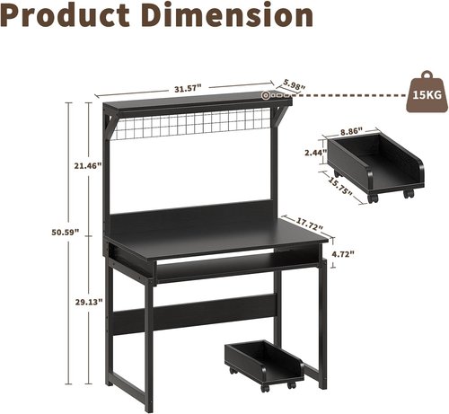ALISENED Small Computer Desk - 31.5" Space-Saving Office Workstation with Hutch for Home Use