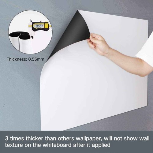 ZHIDIAN Magnetic Whiteboard Contact Paper for Wall 36 x 24 inches, Magnetic Dry Erase White Board Sticker with Non-Adhesive Backing for Office Home School