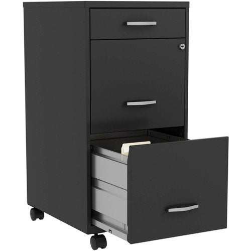 LYS SOHO Box/File/File 3-Drawer Mobile File Cabinet, Black