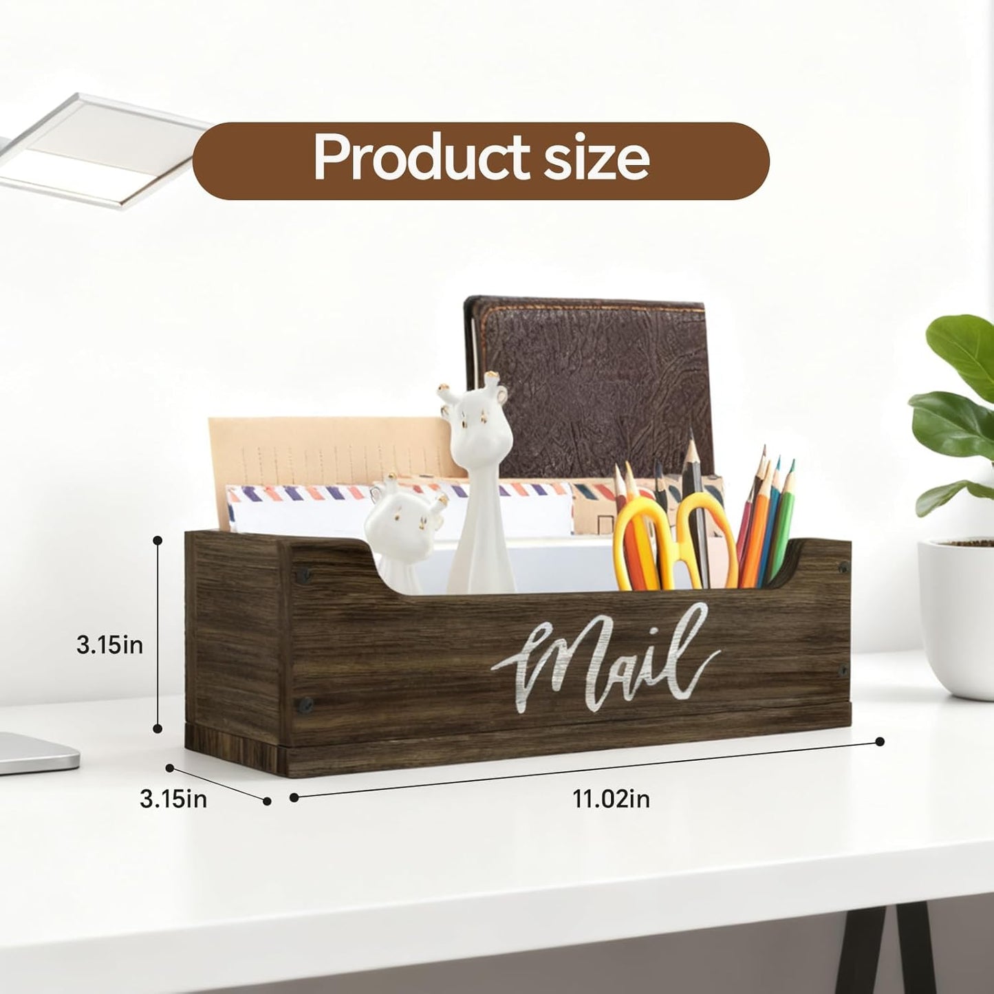 Skiennix White Wooden Mail Organizer - Stylish Countertop Storage Solution | Brown & White Finish