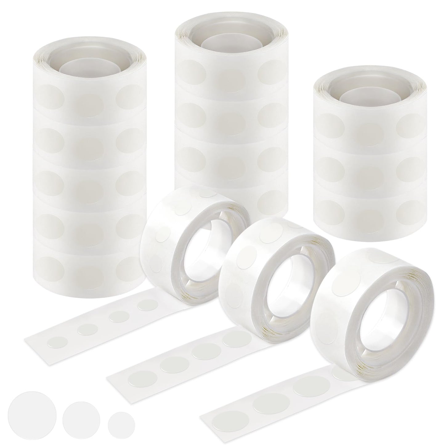 UPINS Glue Points Dots, 3000Pcs Balloon Glue Adhesive Dots Double Sided Removable Glue Tape Dots for Balloons Crafts Decoration, 6 mm, 10 mm, 15 mm