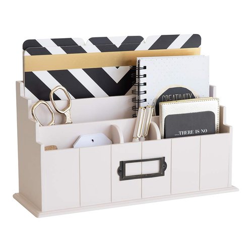 BLU MONACO Light Pink Wooden Mail Organizer – 3-Tier Blush Pink Desk Organizer, Rustic Mail Sorter for Kitchen Countertop