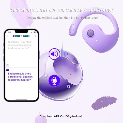 Xmenha Translation Earbuds Real Time, 144 Languages Translation Device Ai Translator Earbuds Translating Headphones Real Time Ai Headphones Language Translation