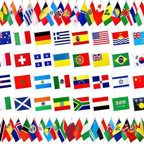 226 Countries International Flags of the World Small Mini Hand Held Flags on Stick,All Countries Flags,8.2 x 5.5 Inch