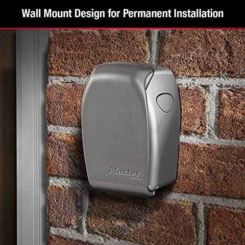 Master Lock Heavy Duty Wall Mount Key Lock Box, Outdoor Wall Mounted Lock Box for House Keys, Key Safe with Combination Lock, 5 Key Capackity, 5415EC