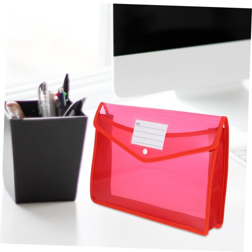 KALLORY 6Pcs Clear Plastic Document Folders with Snap Closure File Envelopes for Receipt Storage Envelopes for School Office Use