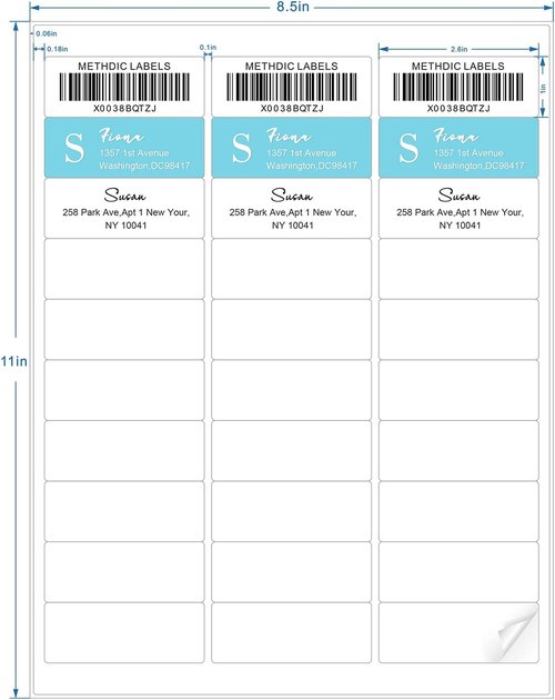 Methdic Address Labels - 900 Premium Sticker Labels for Laser & Inkjet Printers | 1" x 2-5/8" White, 30 Sheets