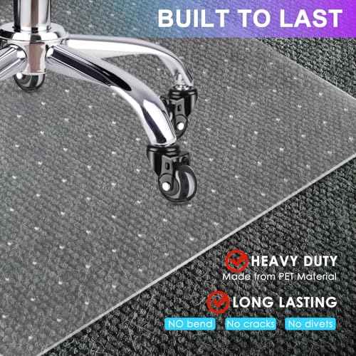 Vicwe Office Chair Mat for Carpet, 32''x 48'' Computer Desk Chair Mat for Carpeted Floors, Easy Rolling Hard Mat for Office Chair on Carpets, Anti-Slip Carpet Protector Mat Clear,Ship Flat