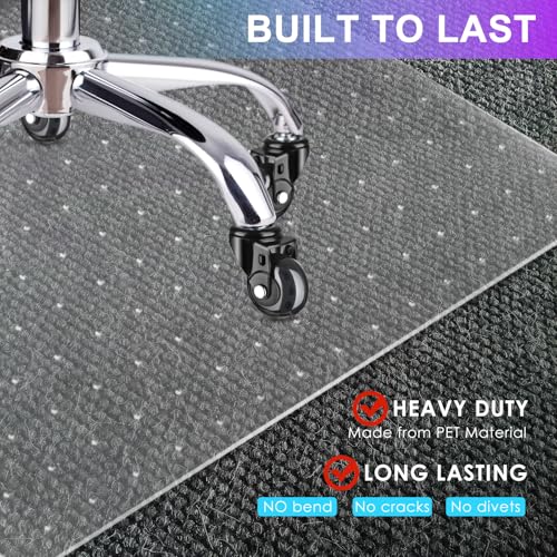 Vicwe Office Chair Mat for Carpet, 32" X 55" Heavy Duty Desk Chair Mat for Carpeted Floors, Easy Glide Rolling Plastic Floor Mat, Ship Flat,Easy to Clean with Lip