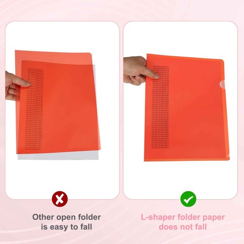 PATIKIL A5 Plastic Folders, 40 Pack Clear Folders L Type Project Pockets Paper Document Jacket Sleeves L Shaped Transparent for Documents Plastic Office File, 6.3x8.8in, Gray