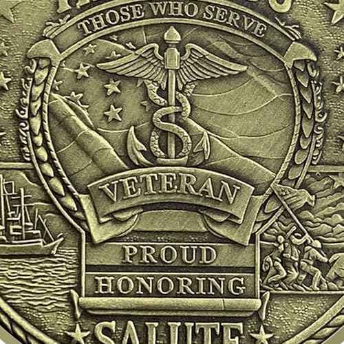 50Pcs Military Veterans Challenge Coin Bulk Honoring Patriotic Emblem Shield Eagle Flag Thanks for Your Service Coins Appreciation Gifts for US Army Commemorative Coin Veterans