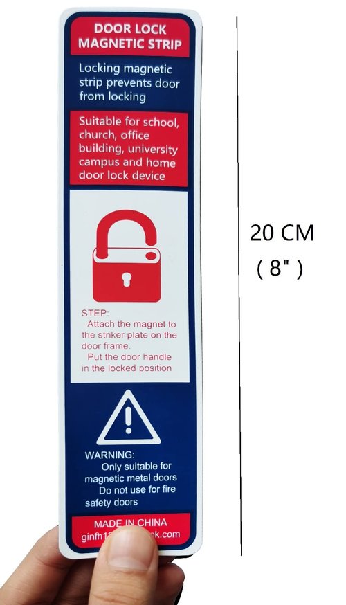 GINFH Lockdown Magnetic Strips Door Security Devices Thin Magnetic Strips School Office Emergency Easy Quick Lock Door Latch White Text Version (30)