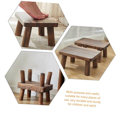 Cabilock Wooden Step Stool Rectangle Small Foot Stool for Kitchen Bathroom Bedroom