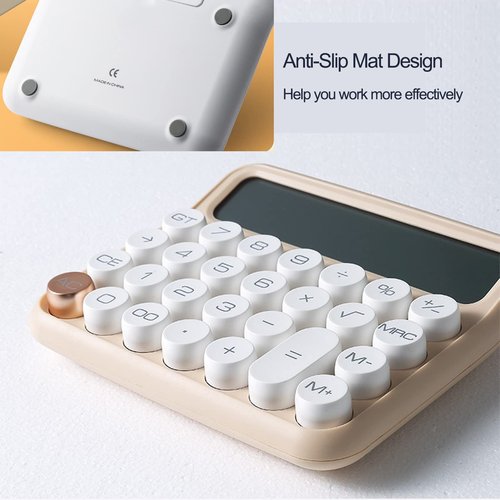 Calculators, Benkaim Desk Calculator, Basic Standard Calculator,12 Digit Large LCD Display Big Button for School, Home & Business Use, Gold Desk Accessories(Beige)