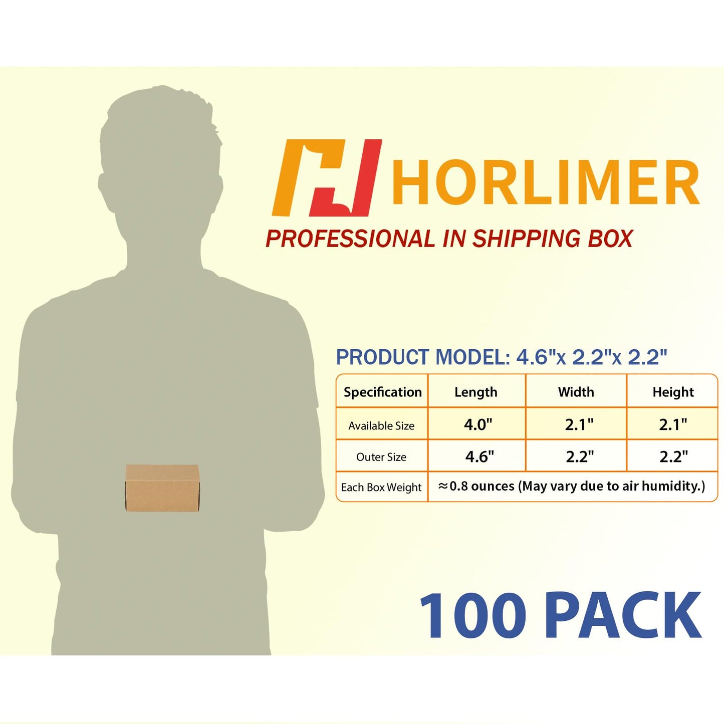 HORLIMER 4.6x2.2x2.2 inches Shipping Boxes Set of 100, Brown Corrugated Cardboard Box Literature Mailer