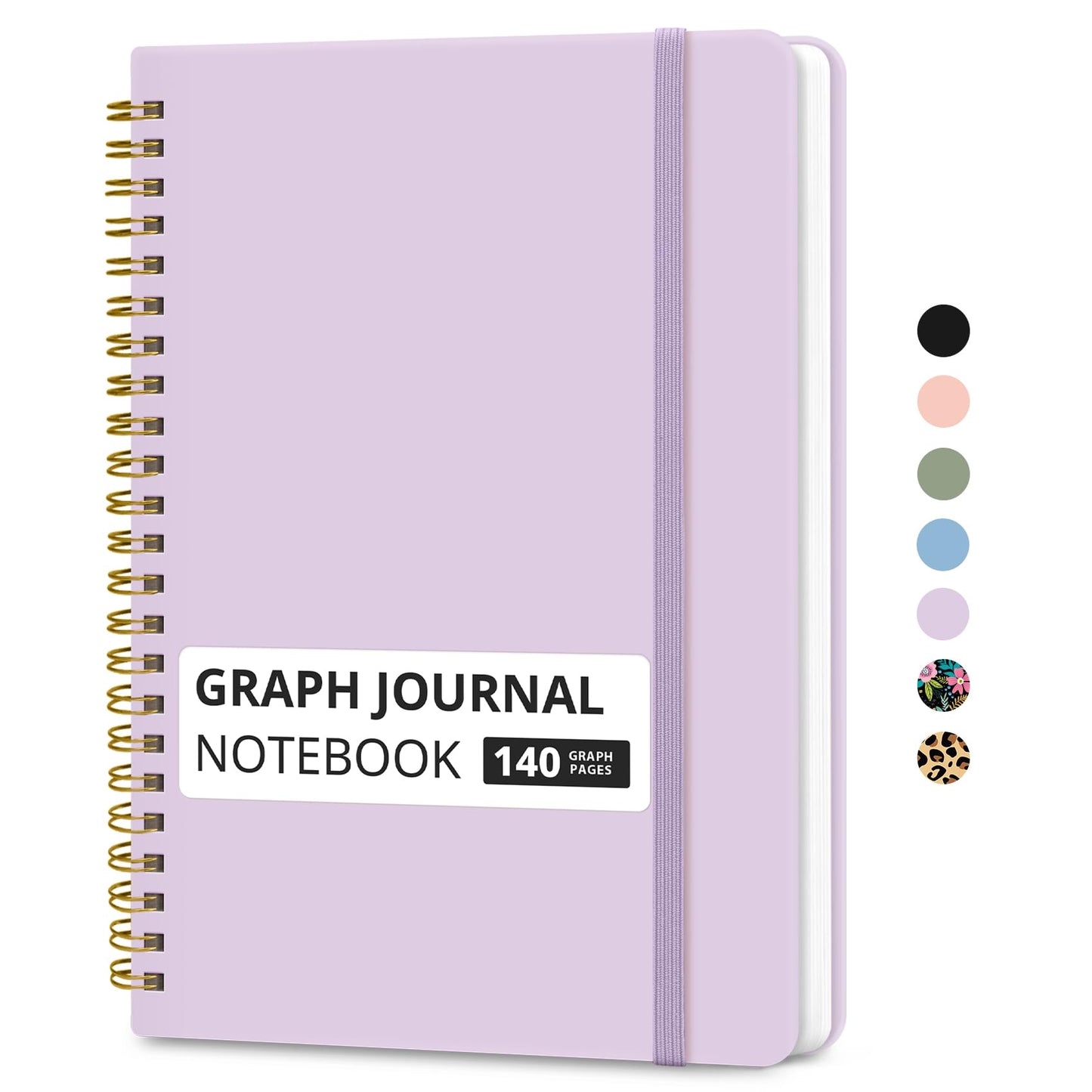 Taja Graph Spiral Journal Notebook for Women & Men, 140 Pages, Graph Paper Hardcover Notebook for Planning & Tracking, Journals for Graphing, A5(5.7" x 7.9") – Purple