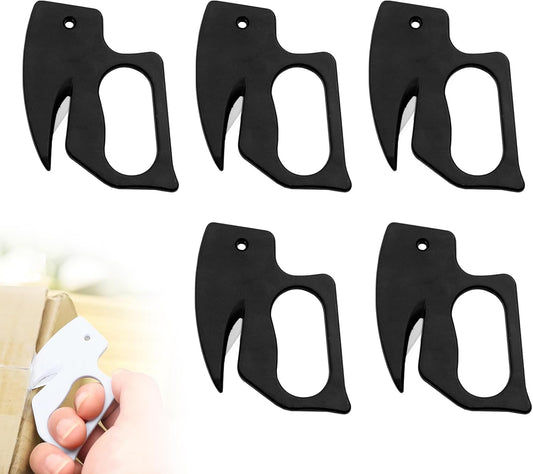 Skiennix Letter Opener - 5PC Plastic Envelope Slitter with Safe Blade - Black Mail & Paper Cutter