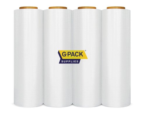 Gpack 18" x 1000 Feet 4 Rolls 85 Gauge Thick Stretch Film Wrap for Moving and Packing Industrial Strength, Clear Plastic Pallet Shrink Film Ideal For Furniture, Boxes, Pallets.