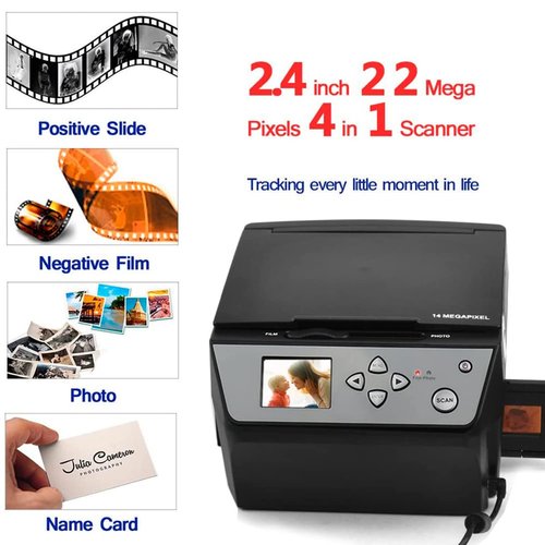 TREEYX Digital Film & Slide Scanner with 22MP, Convert Color & B &W 35mm, 110Film Negatives Slides/Photo/Document/Business Card to JPEG Digital Photos