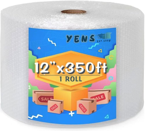 Recycled Bubble Cushioning Roll - 350 Ft x 12 Inch Perforated for Packaging & Shipping
