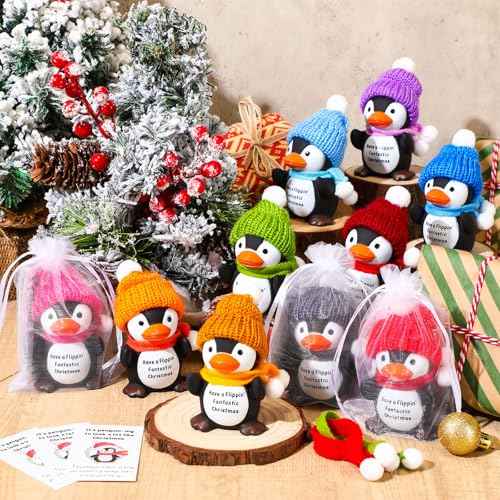 Liliful 30 Set Employee Appreciation Gifts Bulk Thank You Gift for Staff Coworker Funny Rubber Penguins Pocket Favors with Card and Bag