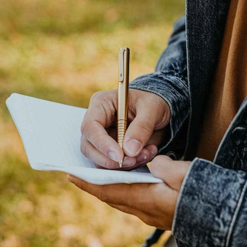 Everyman Grafton Full Click Refillable 0.7mm Gel Ink Pen, Gold | Sleek Anodized Aluminum EDC Pen with Deep Grooved Grip | Smooth Writing Pocket Pen for Office, Travel, Gifting & Daily Use
