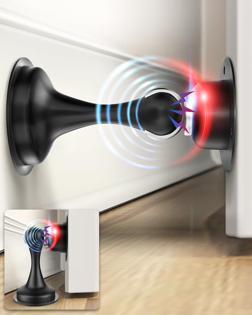 Door Stoppers Magnetic Door Catch - Stainless Steel Heavy Duty Door Holder Stops for Bottom Top of Door - Wall Floor Mounting No Drill 3M Adhesive & Screws Strong Magnet Keep Door Open 4 Pack
