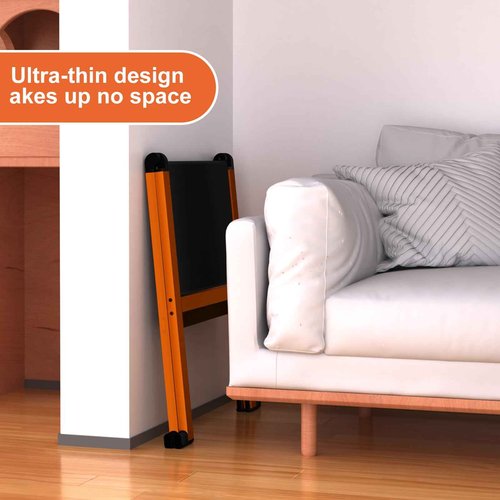 Ainai Folding Step Stool,Aluminum Ultra Thin Stool,400 Lbs Capacity Heavy Duty with Anti-Slip Sturdy and Wide Pedal,Closet Step Ladder for Home,Kitchen,Office and Dorm Bed (Orange)