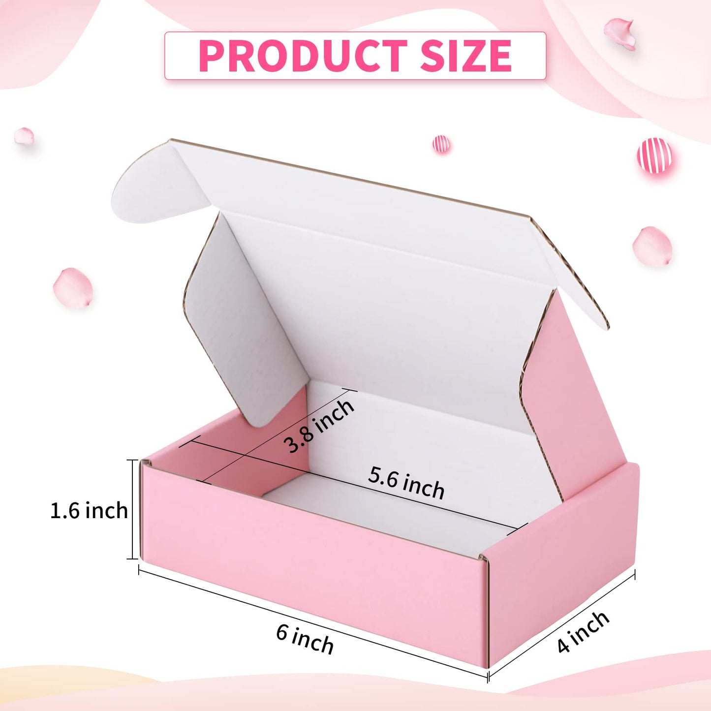 Spakon 50 Packs Shipping Boxes Cardboard Corrugated Mailer Packaging Boxes for Small Business Cute Small Box Cardboard Carton Box Mailers for Packaging Product(Pink,6 x 4 x 1.6 Inches)