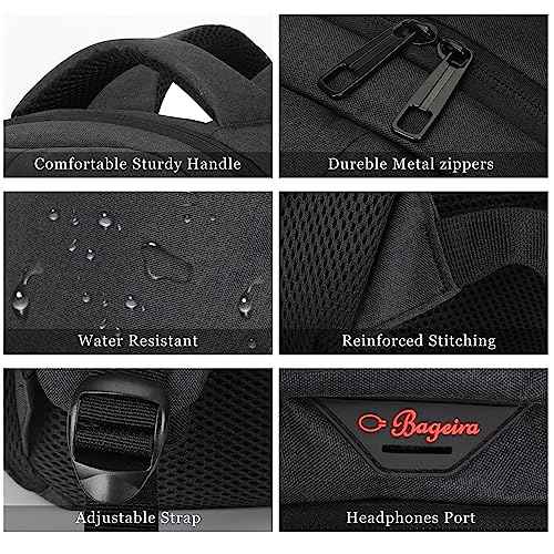 17.3 Inch Laptop Backpack, School Backpacks for teen boys, College High School Backpack. Travel Backpacks with usb Charging Port for Women Men. Anti-theft Waterproof Work Bookbags, Black