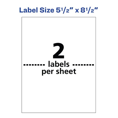 Avery Waterproof Printable Shipping Labels with Sure Feed, 5.5" x 8.5", White, 100 Blank Mailing Labels (5526)