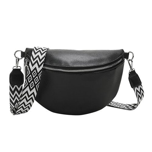 Plus Large Paragraph Waist Bags Chest Bag Large Capacity Travel Bag Soft Leather Korean Version Of The (Black, One Size)