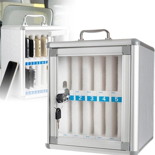 QIUFANGM Cell Phone Storage Box Aluminum Alloy, Mobile Phone Cabinet Meeting Room Cell Phone Locker Capacity, Cell Phones Storage Cabinet for Office School Classroom Factory(12slots)
