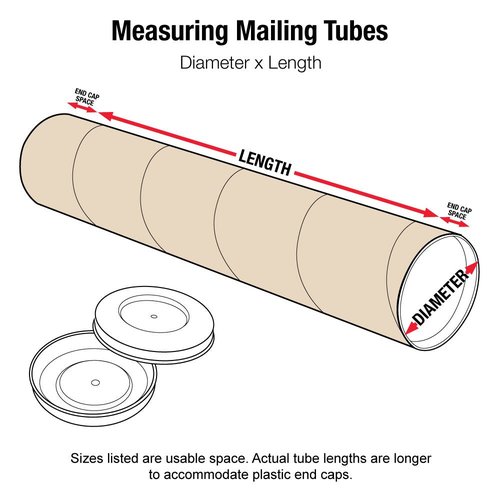 Aviditi Kraft Mailing Tubes with Caps, 2 1/2" x 26", Pack of 34, for Shipping, Storing, Mailing, and Protecting Documents, Blueprints and Posters