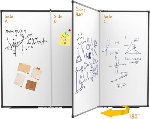 Magnetic Dry Erase Whiteboard by [Brand Name] - Large 72x48 Inches, Foldable with Black Aluminum Frame & 3 Detachable Marker Trays