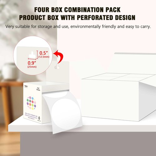 PARLAIM 3”Color Coding Labels Stickers,4Rolls/2000per Dispenser Box Round Adhesive Circle Dot Stickers for Inventory Office Home (White)