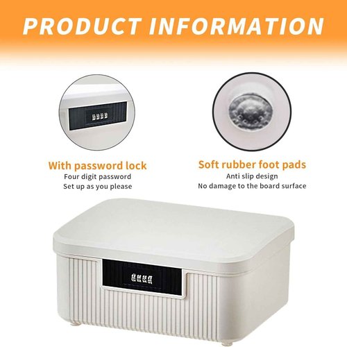 Saim Combination Lockable Storage Box, 4.2 Gallon Heavy-Duty Plastic Storage Container Bin for Office, Home, Dorm Organizer for Documents, Valuables & Supplies, Item Organizer 16 Liter (White)