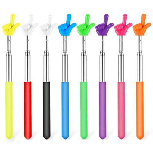 8 Pcs Telescopic Teachers Pointer, Extendable Hand Pointer Stick, Mini Classroom Finger Stick for Elementary School Kindergarten and Teacher Supplies Interactive Learning 8 Colors