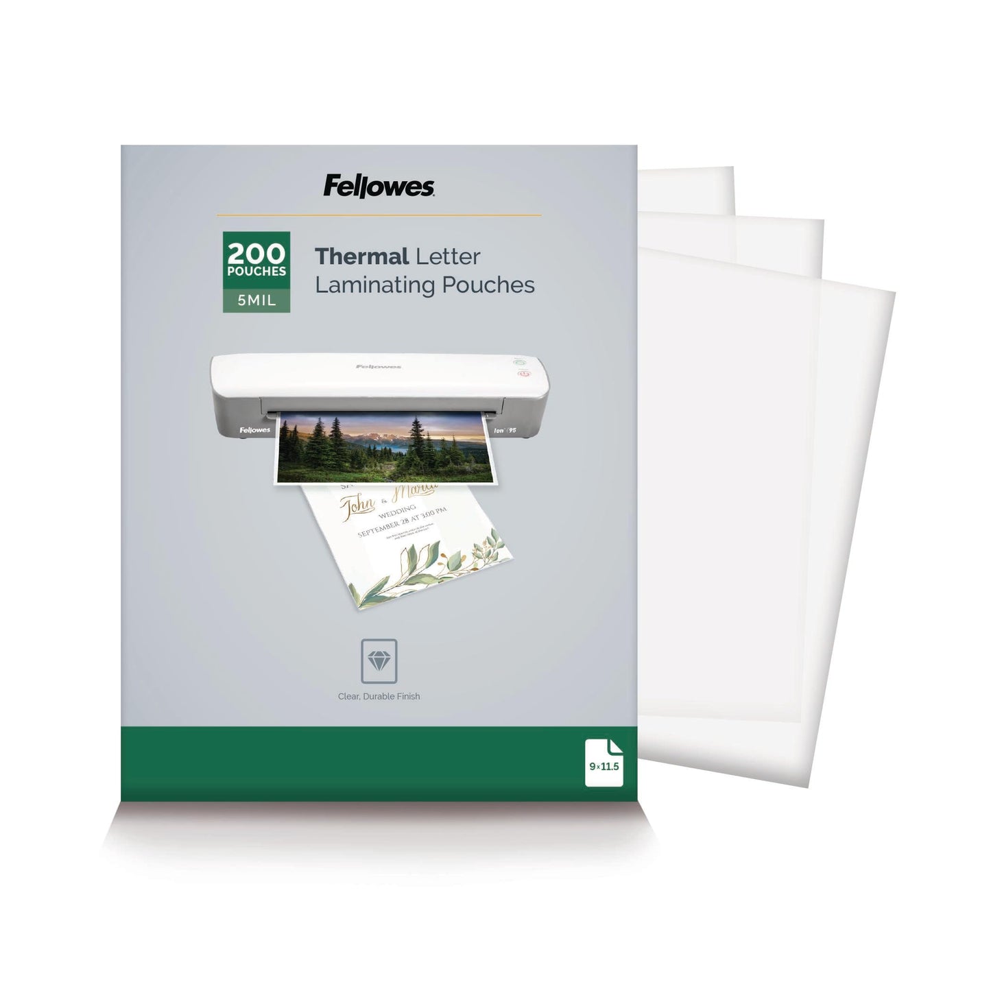 Fellowes Thermal Laminating Pouches, Classroom Organization Letter Sheets, Heavy-Duty 5-Mil, 200-Pack, Clear Dry-Erase Friendly (5743601)