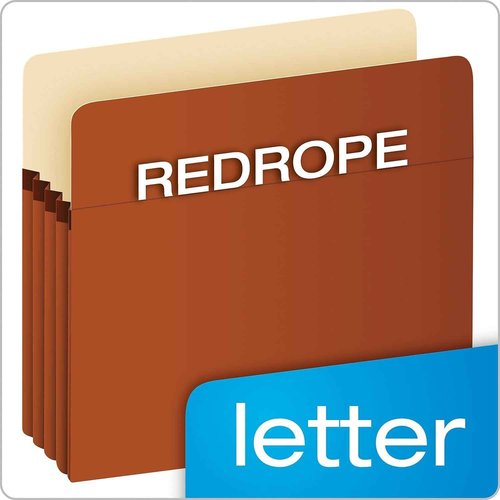Pendaflex® Extra-Strong Acid-Free File Pockets, Letter Size, 5 1/4" Expansion, 30% Recycled, Red, Box of 50