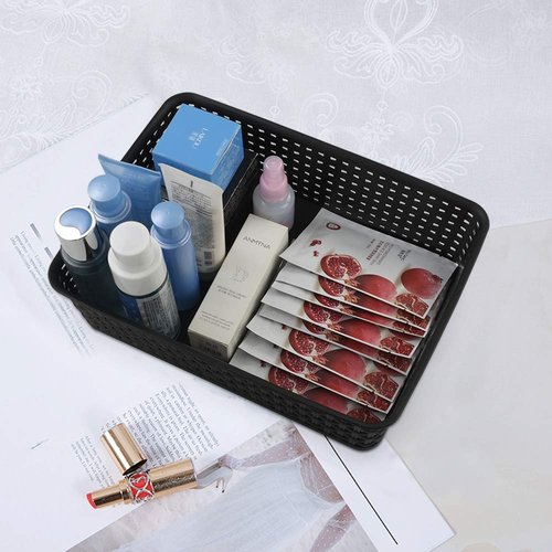 Qqbine Black Plastic Office A4 Basket Tray, Desk Tray Organizer, 5 Packs